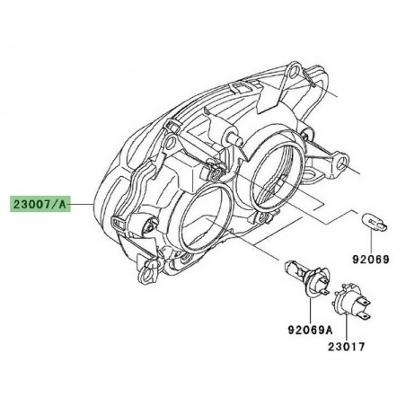 Optique de phare avant Kawasaki Er-6f (2006-2008) | Réf. 230070056