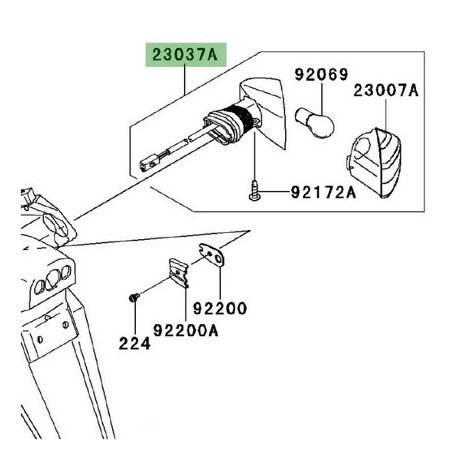 Clignotant arrière droit Kawasaki Er-6f (2006-2008) | Réf. 230370078