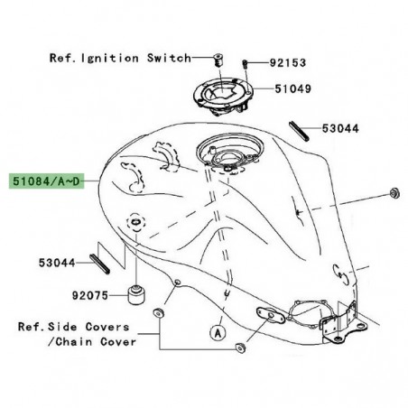 Réservoir à essence d'origine peint Kawasaki Er-6f (2006-2008) | Moto Shop 35