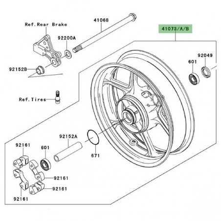 Jante arrière Kawasaki Er-6f (2006-2008) | Moto Shop 35