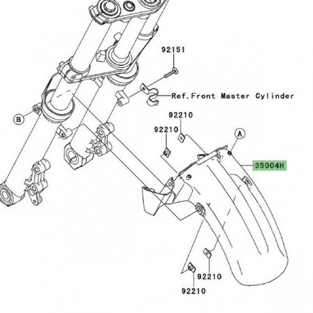 Partie arrière garde-boue avant Kawasaki Er-6f (2009-2011) | Réf. 350040111