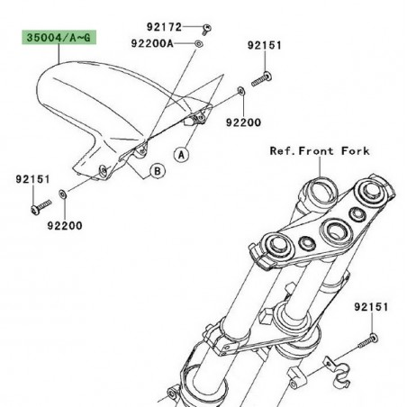 Partie avant garde-boue avant Kawasaki Er-6f (2009-2011) | Moto Shop 35