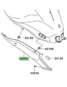 Habillage latéral gauche sous réservoir Kawasaki Er-6f (2009-2011) | Réf. 360010143