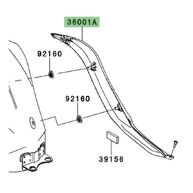 Habillage latéral droit sous réservoir Kawasaki Er-6f (2009-2011) | Réf. 360010144