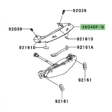 "Centre" coque arrière Kawasaki Er-6f (2009-2011) | Réf. 36040008318T