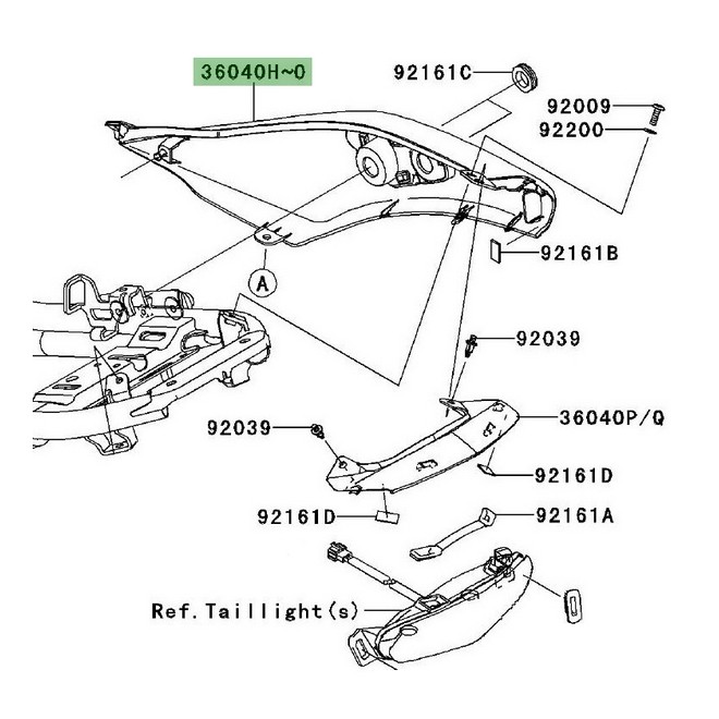 Coque arrière droite peinte Kawasaki Er-6n (2009-2011) | Moto Shop 35