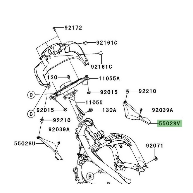 Intérieur de carénage droit Kawasaki Er-6f (2009-2011) | Réf. 550280248