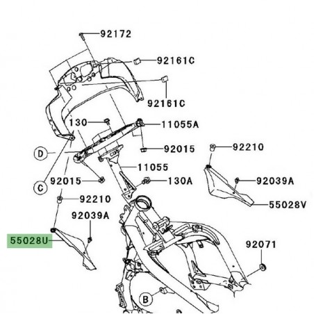 Intérieur de carénage gauche Kawasaki Er-6f (2009-2011) | Réf. 550280247