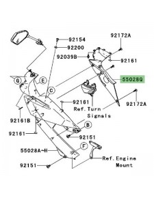 Intérieur de flanc de carénage gauche Kawasaki Er-6f (2009-2011) | Réf. 550280241