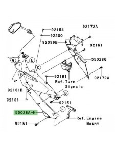 Flanc de carénage gauche peint Kawasaki Er-6f (2009-2011) | Moto Shop 35