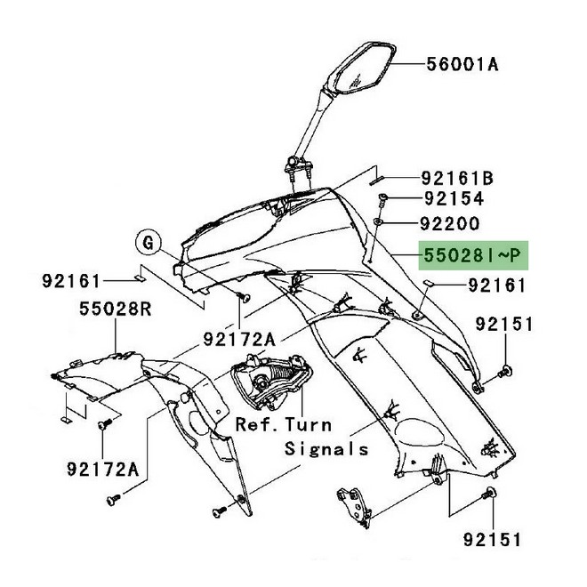Flanc de carénage droit peint Kawasaki Er-6f (2009-2011) | Moto Shop 35