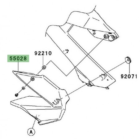 Plastique gauche flanc de carénage Kawasaki Er-6f (2009-2011) | Réf. 550280236