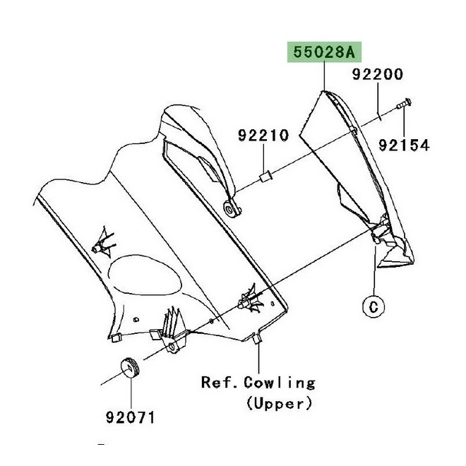 Plastique droit flanc de carénage Kawasaki Er-6f (2009-2011) | Réf. 550280237
