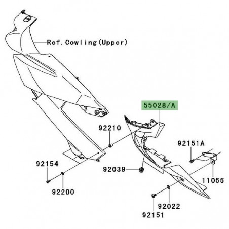 Sabot flanc de carénage gauche Kawasaki Er-6f (2009-2011) | Moto Shop 35