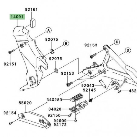 Cache pivot gauche Kawasaki Er-6f (2009-2011) | Réf. 140911584