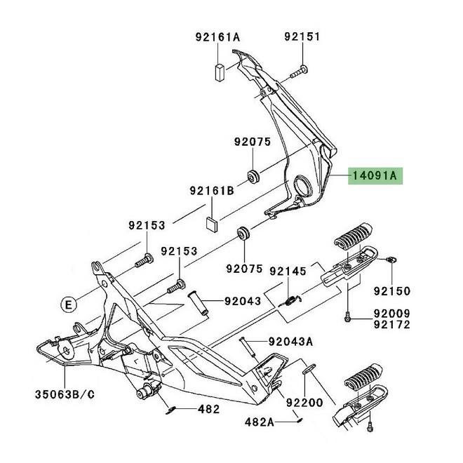 Cache pivot droit Kawasaki Er-6f (2009-2011) | Réf. 140911585