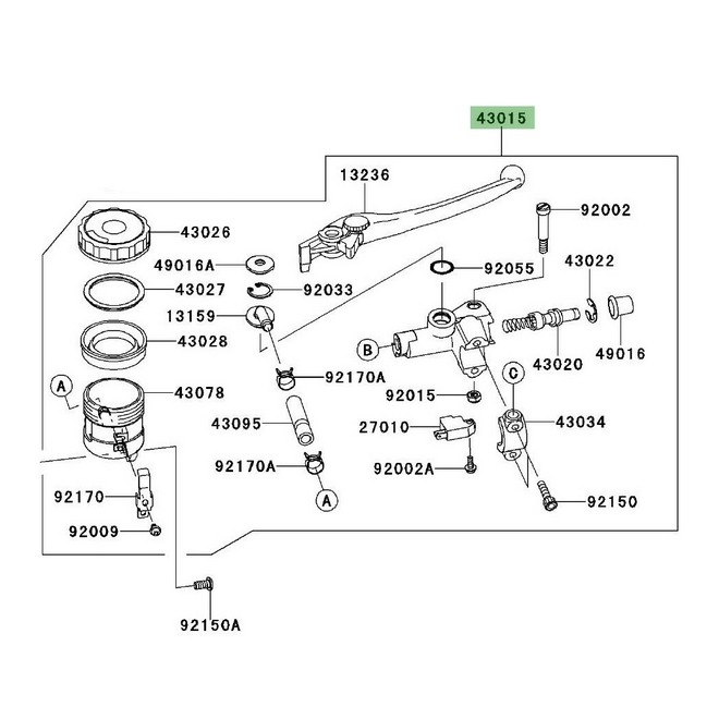 Maitre cylindre frein avant Kawasaki Z750 (2007-2012) | Moto Shop 35