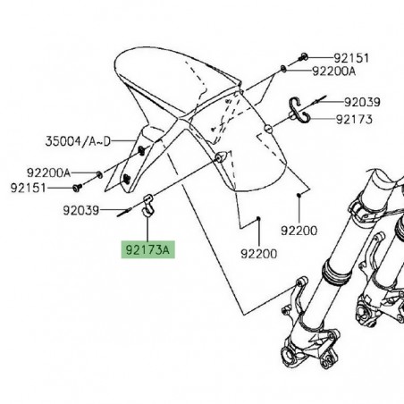 Patte gauche fixation durite garde-boue avant Kawasaki Z800 (2013-2016) | Réf. 921730972