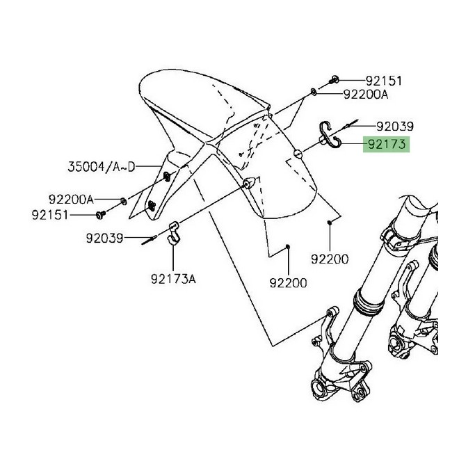 Patte droite fixation durite garde-boue avant Kawasaki Z800 (2013-2016) | Réf. 921730937