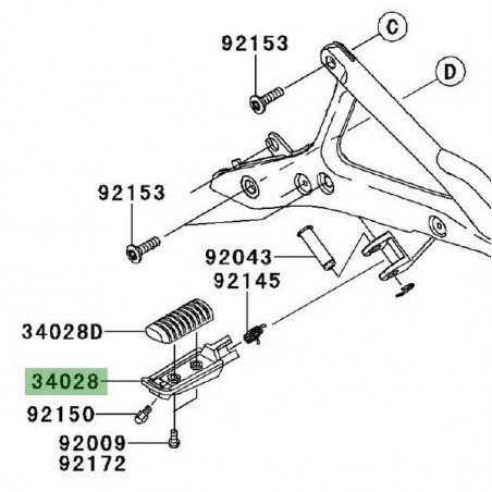 Repose-pieds avant gauche Kawasaki Er-6f (2009-2011) | Réf. 340280127