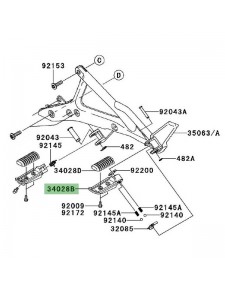 Repose-pieds arrière gauche Kawasaki Er-6f (2009-2011) | Réf. 340280314