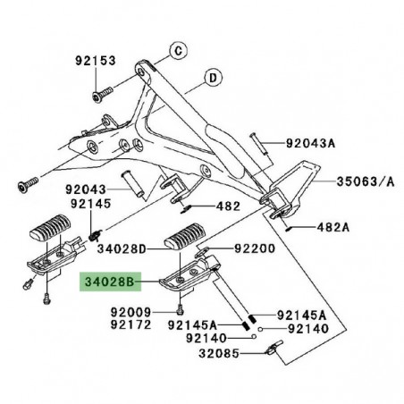 Repose-pieds arrière gauche Kawasaki Er-6f (2009-2011) | Réf. 340280314