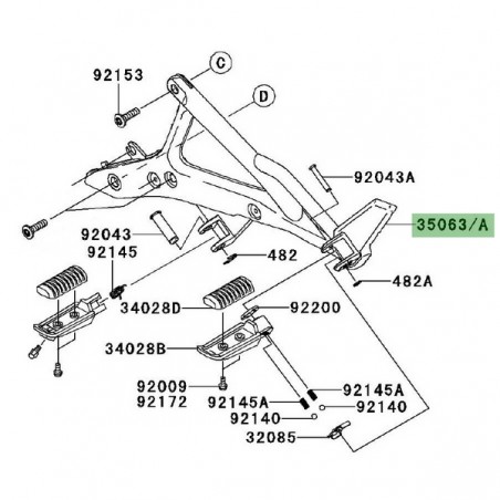 Platine repose-pieds gauche Kawasaki Er-6f (2009-2011) | Moto Shop 35