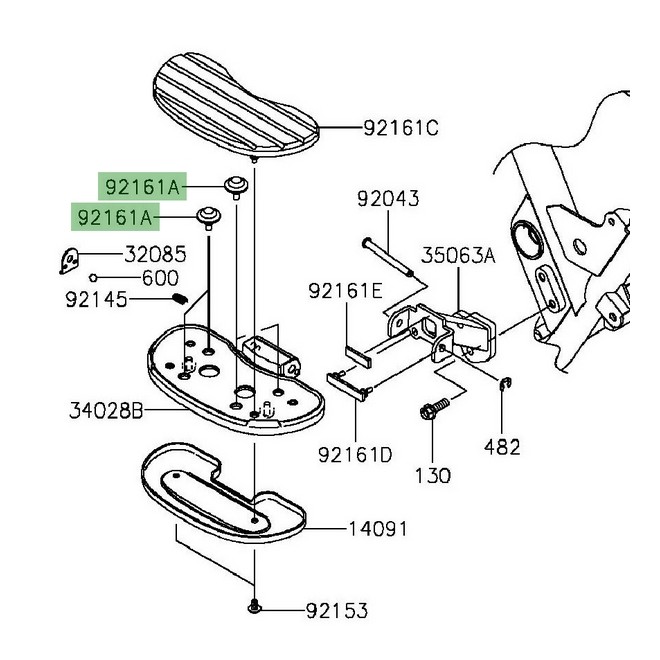 Amortisseur marche-pieds arrière Kawasaki VN1700 Voyager (2009-2014) | Réf. 921610766