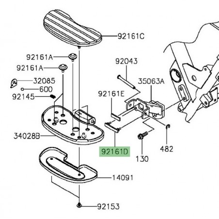 Amortisseur inférieur marche-pieds arrière Kawasaki VN1700 Voyager (2009-2014) | Réf. 921610772