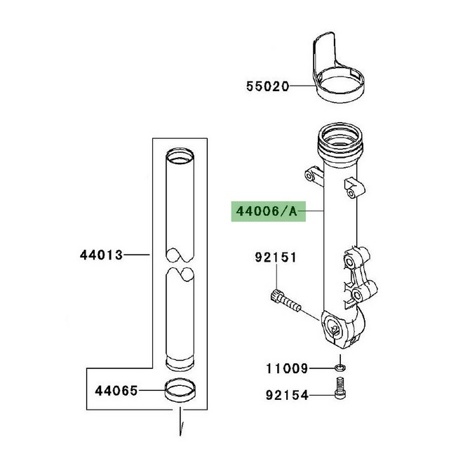 Fourreau de fourche droit Kawasaki Er-6f (2009-2011) | Moto Shop 35