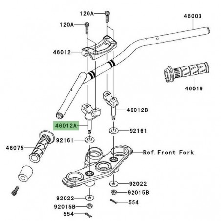 Pontet de guidon gauche Kawasaki Er-6f (2009-2016) | Réf. 460120060