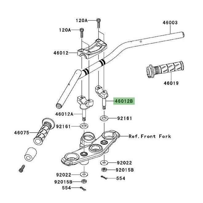 Pontet de guidon droit Kawasaki Er-6f (2009-2016) | Réf. 460120061