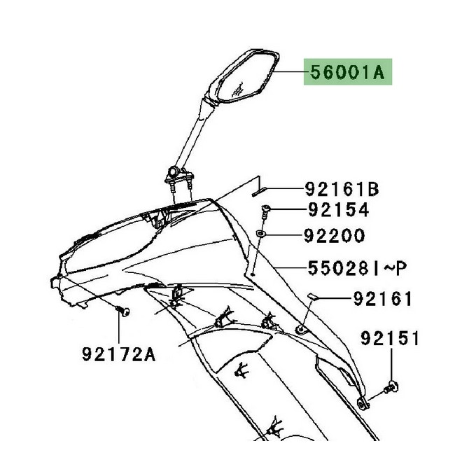 Rétroviseur droit Kawasaki Er-6f (2009-2011) | Réf. 560010143