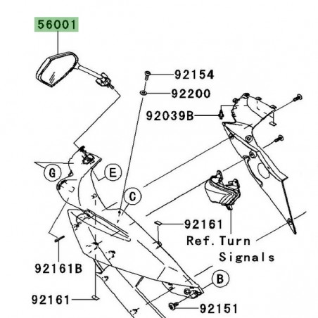 Rétroviseur gauche Kawasaki Er-6f (2009-2011) | Réf. 560010142