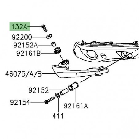 Vis M8x25 fixation poignée passager Kawasaki Er-6n (2012-2016) | Réf. 132BA0825