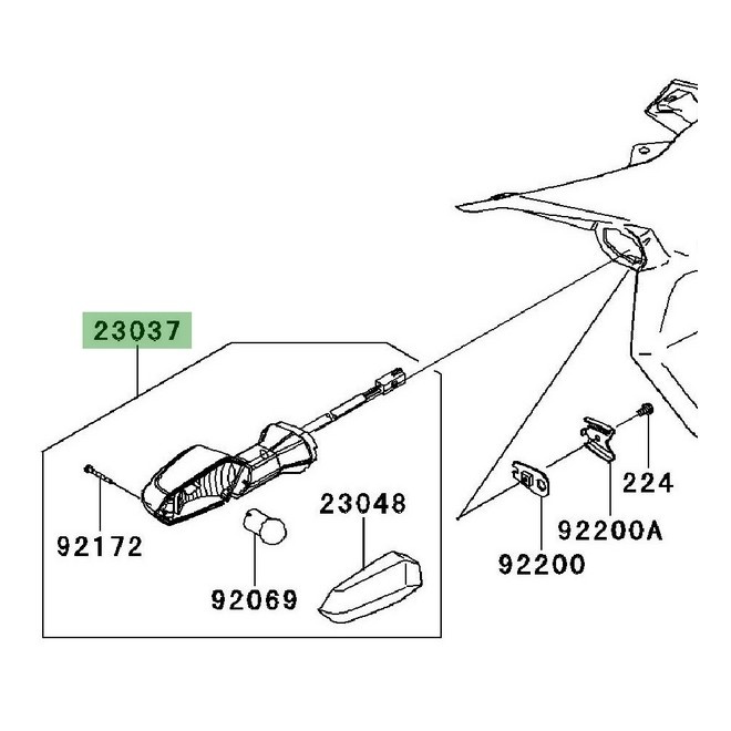 Clignotant arrière gauche Kawasaki Er-6f (2009-2011) | Réf. 230370299