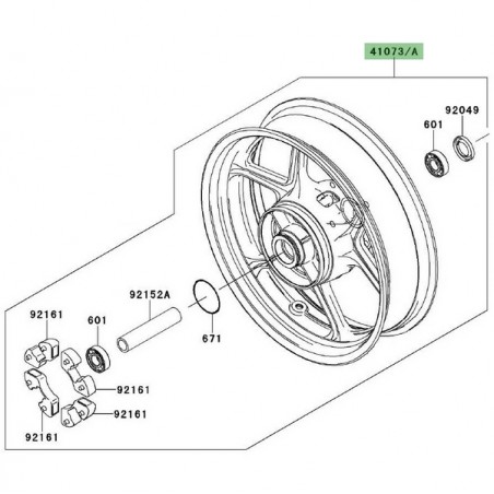 Jante arrière d'origine Kawasaki Er-6f (2009-2011) | Moto Shop 35