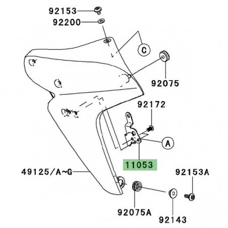 Patte gauche intérieur écope de radiateur Kawasaki Er-6n (2006-2008) | Réf. 110531814