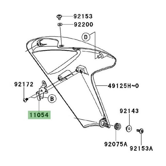 Patte droite intérieur écope de radiateur Kawasaki Er-6n (2006-2008) | Réf. 110540256