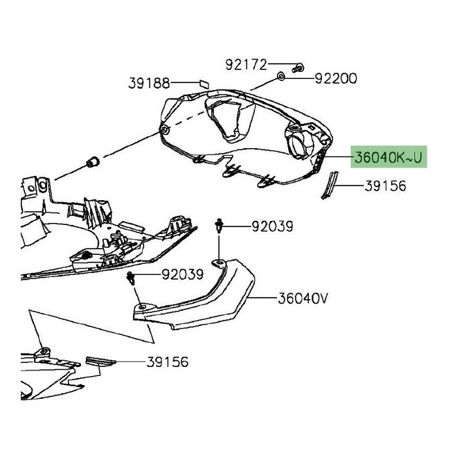 Coque arrière droite peinte Kawasaki Er-6f (2012-2016) | Moto Shop 35