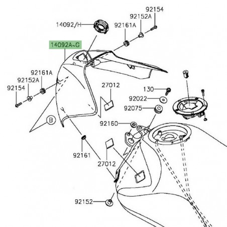 Habillage de réservoir peint Kawasaki Er-6f (2012-2016) | Moto Shop 35