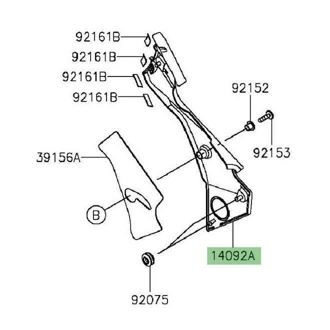 Cache pivot droit Kawasaki Er-6f (2012-2016) | Réf. 140920739