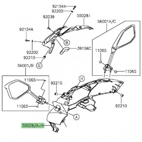 Tête de fourche peinte Kawasaki Er-6f (2012-2016) | Moto Shop 35