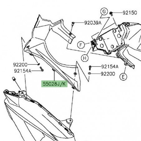 Entourage de compteur gauche Kawasaki Er-6f (2012-2016) | Réf. 5502803686Z