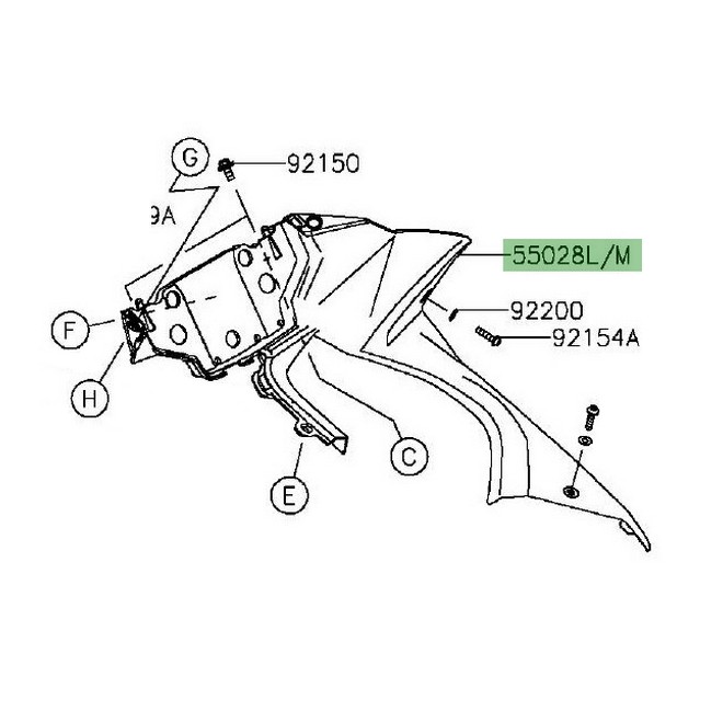 Entourage de compteur droit Kawasaki Er-6f (2012-2016) | Réf. 5502804706Z