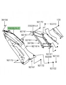 Flanc de carénage gauche peint Kawasaki Er-6f (2012-2016) | Moto Shop 35