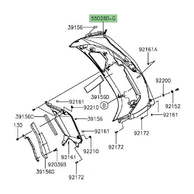 Flanc de carénage droit peint Kawasaki Er-6f (2012-2016) | Moto Shop 35