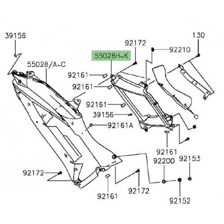 Ouïe gauche flanc de carénage Kawasaki Er-6f (2012-2016) | Moto Shop 35