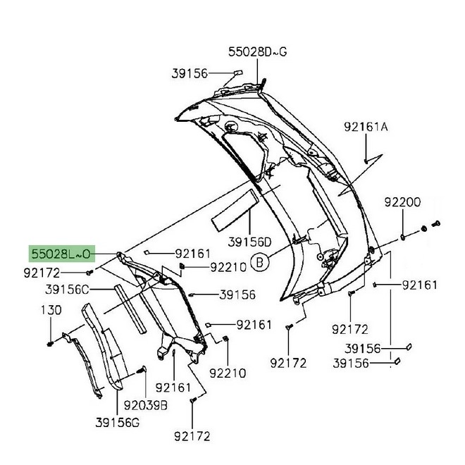 Ouïe droite flanc de carénage Kawasaki Er-6f (2012-2016) | Moto Shop 35