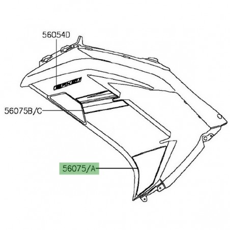 Autocollant inférieur flanc de carénage Kawasaki Er-6f vert (2016) | Moto Shop 35